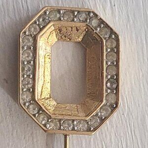 Givenchy Letter "O" Rhinestone Vintage 1980's Stick Pin